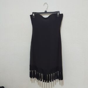 Elegant Black Tassel Dress